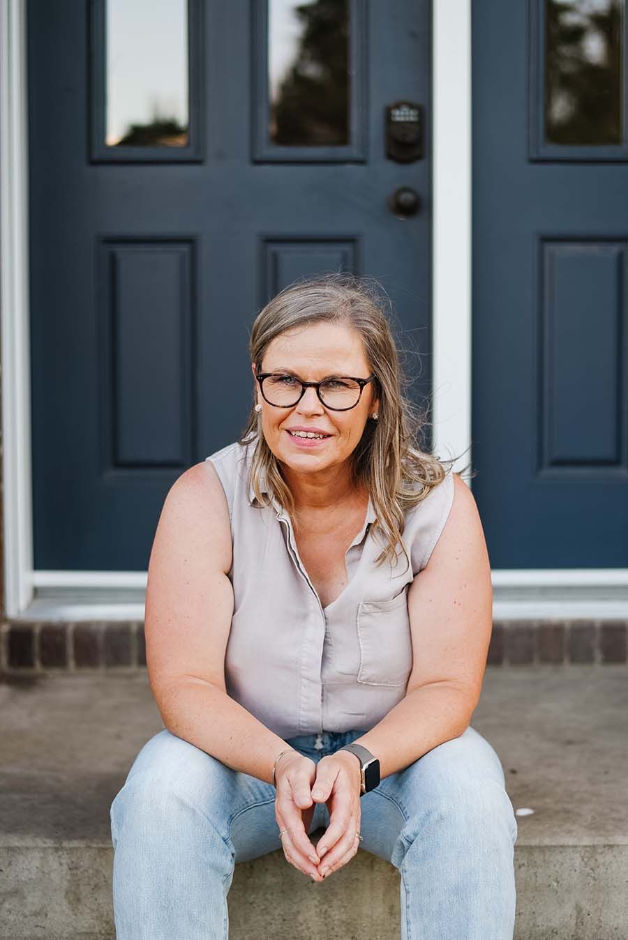 Doreen on a porch