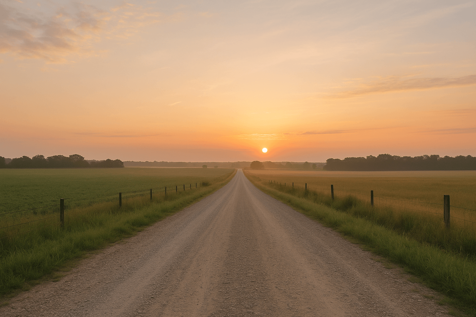 A sunrise over a rural road symbolizing hope in challenging times